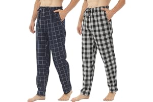 BEGIANT 2-pack pyjamasbyxor herr bomull flanell mjuka pyjamasbyxor rutiga män pyjamas nederdelar lounge pyjamas med knappslå