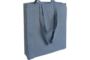 MIRAMAI Borsa Shopper in Cotone Riciclato Eco Friendly Green Ecologico Resistente con Soffietto alla Base e Manici Lunghi Dim. 42x38x10cm, Tote Bag Tela Tessuto Borse Spesa Shopping Stoffa