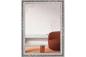 ‎NIELSEN HOME nielsen HOME Wandspiegel, 50 x 70 cm, Holz, Silber Glanz, Spiegel für alle Wohnbereiche, Hoch- & Querformat, anpassbare Aufhänger, Francesca