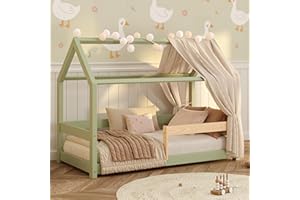 smartwood Letto Montessori Bambini 90x190 - Verde - Lettino Ragazzi e Ragazze - Letto Casetta MILO con Sponda con Rete a Doghe - Carico massimo 230 kg