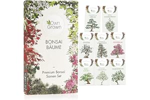 OwnGrown Lot de graines de bonsaï Premium Kit de démarrage avec 8 variétés de graines de bonsaï - 40 graines en kit de culture de bonsaï pour le mini jardin et le jardin zen