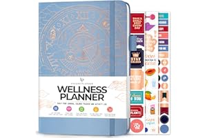 Legend Planner - Journal du bien-être et de l’alimentation - Journal quotidien de diététique, de santé et de fitness - Journal de style de vie - Durée 6 mois, format A5 - Pervenche