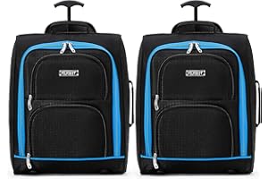 Flight Knight Set Di 2 Valigie Da Cabina Easyjet Omologate Sottosella Con 2 Ruote, Borsa Leggera Ideale Per Viaggi In Aereo 45x36x20 Cm