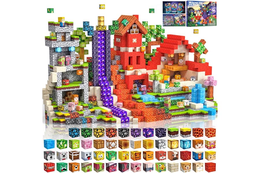 220 Pieces 2 cm 3+ Magnetic Cubes Toys for Children, Building Blocks Montessori Toys from 3 4 5 6 7 8 9 10 11 12 Years Birthday Gifts for Boys