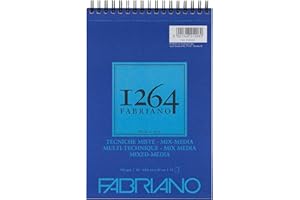 Fabriano Honsell 19100642 Mix 1264-Cuaderno de Espiral, 300 g/m², DIN A5, Hojas Grano Medio, Color Blanco Natural, sin ácidos, Adecuado para Todas Las técnicas, Papel, 15
