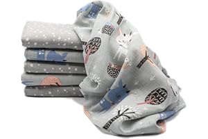 CLEVERE KIDS BABY-COLLECTION Clevere Kids Lot de 6 langes en mousseline à double tissage Motif étoiles Gris clair 70 x 80 cm