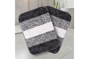 SARAL HOME EASY LIVING Microfiber Striped Rectangle Shaped Anti-Skid Bath Mats | Soft & Super Absorbent Mats for Shower | Was