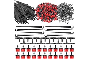 RUNFAR SHOP 300 pcs Einstellbare Micro Drip Tropfer Tropf bewasserung T Steckverbinder Gartenschlauch Befestigungsanker Garten Bewässerungssystem Set Tröpfchenbewässerung
