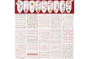 Qpout 1500 Pegatinas navideñas para uñas, Navidad 3D autoadhesivas para uñas, Papá Noel, árbol de Navidad, alce, muñeco de nieve, copo de nieve, pingüino, decoración uñas para mujeres, niñas y niños