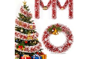 KENVORA Espumillon Arbol Navidad Guirnalda - 10M Rojo Guirnaldas Navideñas, Espumillón Navidad, Christmas Garland, Grinalda Natal para Fiesta Decoración