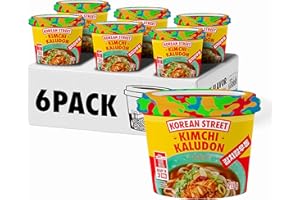 [Korean Street] Kaludon_ Kimchi (6 PACK)- Fideos Udon Instantáneos Coreano, Deliciosos Fideos Udon Ramen Coreanos Instantáneos con fideos gruesos y masticables