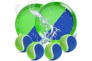 EPPO Beach Toys Toss and Catch Game Set, Yard Pool Outdoor Throw Catch Ball Sports Games with 2 Paddles 4 Balls, Classic Outdoor Games, Beach Games for Kids Age 3+ Years Old (Blue)