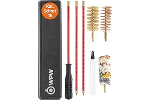 WAFFENPFLEGEWELT Putzset Pflegeset für Flinten Schrotgewehre Verschiedene Kaliber (Kaliber 12 - Kaliber 20) mit Kunststoffummanteltem Stahlstab