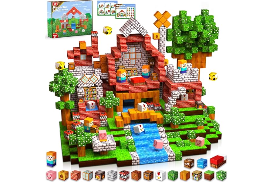 Goody King Magnetic Buildings, 100 Pieces Magnetic Cubes for Children, Montessori Creative Magnetic Toys, 3 4 5 6 7 Years Old Boy and Girl Magnetic Building Blocks Children's Gifts