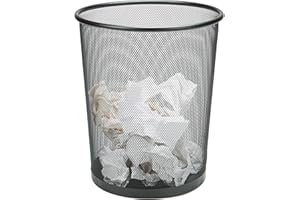 Mind Reader 1CIRGA-BLK Network Collection, Waste Paper Basket 4.4 Gallon Capacity, Reinforced Solid Rim and Base, Metal Mesh, L x 11.5" W x 13.75" H, Black