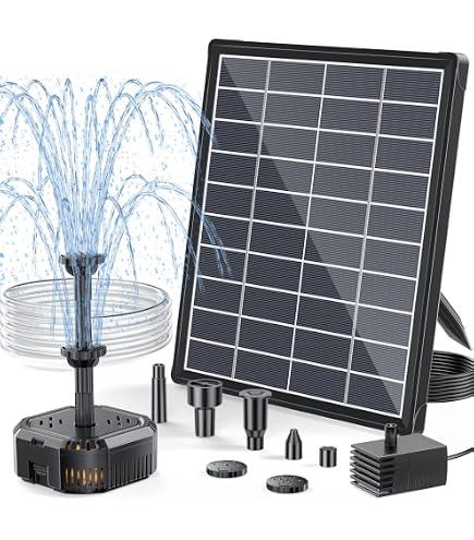 AISITIN Fonteinpomp Op Zonne-energie – 2,8W, 6 Sproeiers, 1,2m Kabel – Voor Vogelbad, Vijver & Tuin