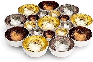 ‎ZEYA ZEYA Teelichthalter Gold Silber kupferfarben Ø 21 cm, Deko Wohnzimmer, perfekte Tisch Dekoration und Präsent zu Weihnachten, Metall