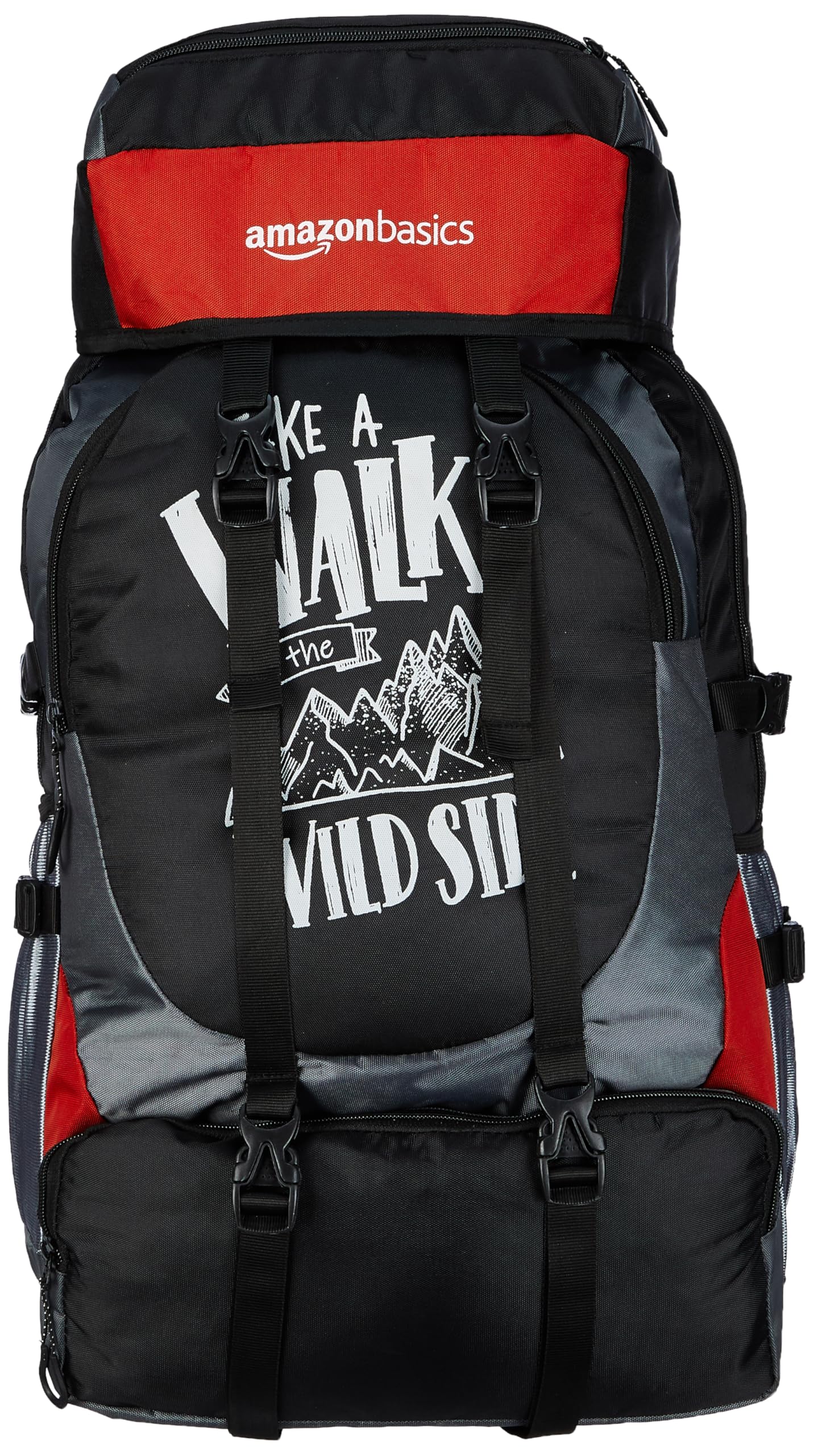 Amazon Basics 55 L Rucksack for Men & Women | Multi-Utility Backpack with Adjustable Straps | For Trekking, Camping, Travel a