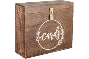 Eximious India Wedding Card Box with Card Slit and Lock 12"X10"X4.5"- Gift Wishing Well Card Box for Weddings, Receptions, Birthdays, Graduations, Baby Showers, Honeymoon Funds WBKH (Walnut)