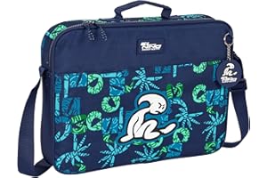 Safta EL NIÑO GLASSY - Cartera Extraescolares, Maletín Portatodo, Bandolera, Cómoda y Versátil, Calidad y Resistencia, 38x6x28 cm, Color Azul Marino