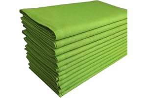 GFI LINEN CLUBS Pack of 12,100% Natural Cotton,20" x 20" Square, Oversized Lime Green Colored Solid Dinner Napkin with selvedge fold