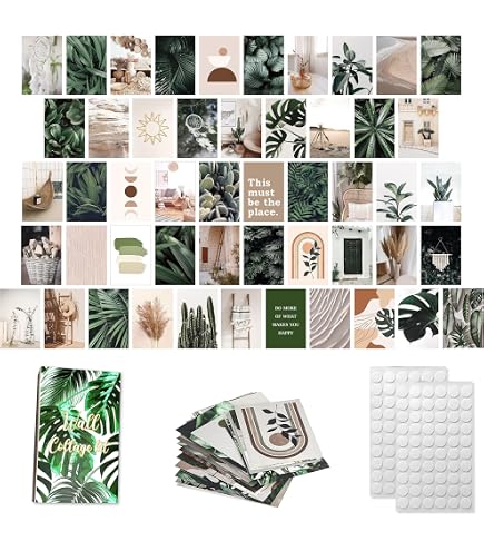 50 Pièces Affiche avec de 120 la colle à points,Affiches Esthétiques Vintage pour Chambre à Coucher,Kit De Collage Mural, Tableaux décoratifs ,Impression Recto Verso (10.2*15.2 cm/Piece) -Style rétro