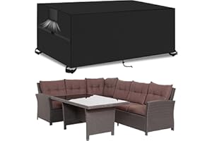 KIAMXNE Outdoor Garden Furniture Covers,242*182*100cm,Waterproof with Air Vent, 420D Heavy Duty Oxford Fabric,Patio Furniture Cover for outside Rectangle,Rectangular Table and Chair Set, Rattan Furniture Set