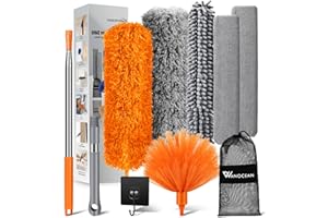 WANOCEAN 10 Pezzi Spolverino Telescopico,Togli Ragnatele Allungabile 250 cm,Spolverino per Polvere, Bastone Telescopico per Pulizia,Spazzole Pulizia per Tetti Interni, Ragnatela,Bagno,Cucina