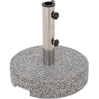 Nexos Sonnenschirmständer Grau rund 25 kg standfest poliertes Granit Edelstahlrohr mit Reduzierhülsen poliert 38x38 cm