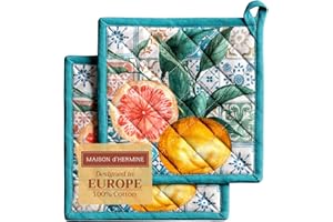 Maison d' Hermine Agrume Vaso in 100% cotone con anello resistente al calore per barbecue, cottura al forno, griglia, barbecue, primavera estate (20cm x 20cm)