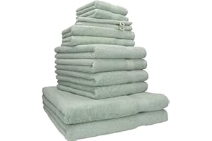 ‎BETZ Betz Premium 12er Frottier Handtuch-Set - 2X Liegetücher - 4X Handtücher - 2X Gästetücher - 2X Seiftücher - 2X Waschhandschuhe - heugrün