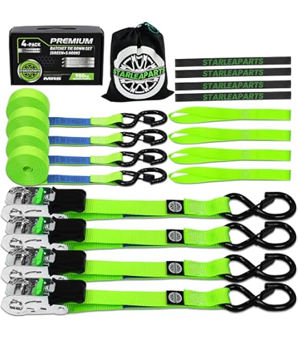 valonic ICELAND - 4x 6 tie down straps, 25, 250Kg, padded, TÜV