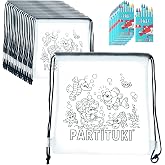 PARTITUKI Malbeutel Set – 10 Stück Mit 5 Bunten Wachsmalern Für Kindergeburtstage