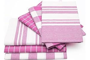 RZK Designs Tea Towels | Pack of 6, 70 x 45 cm | 100% Cotton Kitchen Towels |Super Absorbent, Soft & Durable Tea Towels for Kitchen with Hanging Loop | Quick Drying Dish Towels (Pink)
