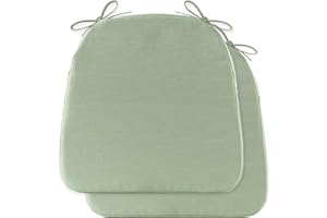 Battilo Chair Cushions for Dining Chairs with Ties, Kitchen Chair Pad with Non-Slip Backing and Removable Cover, Indoor/Outdoor Dining Seat Cushion (Sage Green, 2 Count(Pack of 1))