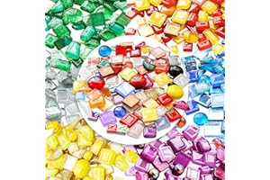 AiYoYo 650g Bunte Mosaiksteine Set Glitzernde Glasstücke für erwachsene DIY Polygonal Verschiedene Mosaik für Heimdekoration Basteln