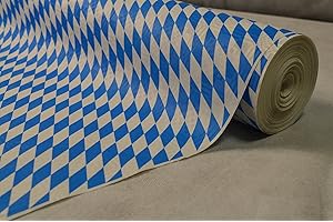 BFYSYO 50 Meter Lang 100 Cm Breit Farbe: Blau Weiss (Bayrische Raute Blau-Weiß) Tischdecke Papier Damastprägung Tischtuch Papierttischdecke Decke Rolle Papiertischdeckenrolle Papierdecke