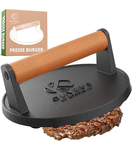 Alyoen 2-delige set hamburgerpers gietijzer, Burger Smasher, hamburgerpers met antiaanbaklaag, rond en rechthoekig grote 1kg hamburgerpers, voor het persen van steaks, hamburgers, spek, worstjes
