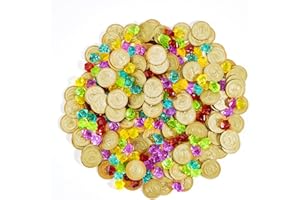 JOYIN 288 Pieces Pirate Gold Coins and Pirate Treasure Halloween Toy Set Party Gift (144 Gold Coins + 144 Gemstones)