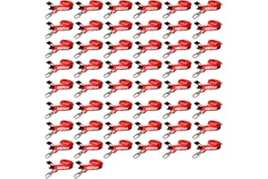 PCL Media ltd® Visitor Lanyards Red Metal Lobster Clip (Pack of 50) Printed Visitor Lanyards with Safety Breakaway Clip