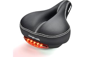 DAWAY Comfortable Men Women Bike Seat - Soft Memory Foam Padded Bicycle Seat with Taillight, Wide Bike Saddle Cushion Replacement for Peloton, MTB & Road Bikes, Shock Absorbing, Waterproof, Universal