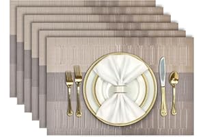 Aofmee Platzset, Tischsets Abwaschbar 6er Set, Platzdeckchen PVC rutschfest Hitzebeständig, Tisch-Set für Küche Speisetisch Abwischbar Tisch-Matten für Esstisch, Antifouling und Leicht zu Reinigen