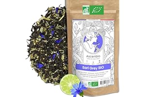 Ascenbio ✿ Thé Noir Earl Grey BIO PUR ✿ Saveurs raffinées de Bergamote et agrumes ✿ 180g vrac ✿ Préparé et conditionné en France ✿ Emballage biodégradable
