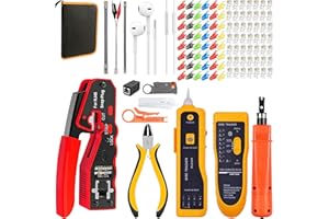 MAYLINE-TECH MAYLINE Pinza Crimpatrice RJ45 Pinza Strumenti Kit di Rete telefonici RJ11/RJ12, RJ45 Crimping Strumenti Kit, Telecomando modulare Pinze Cirmpatura per Cavi Rete crimpare per cavo di rete 6P/8P(Rosso)