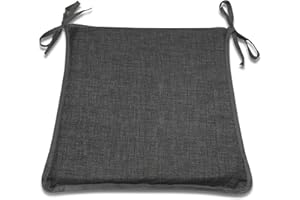 CnA Stores - Charcoal Set of 4 Kitchen Dining Garden Chair Cushion Seat Pads With Ties and Zipped Removable Covers