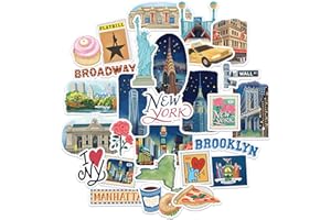 Navy Peony Iconic New York State Travel Stickers (28pcs) – Décorations new-yorkaises pour scrapbooking et carnets