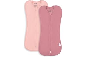 Comfy Cubs Swaddle Blanket Baby Girl Boy Easy Zipper Wrap 2 Pack Newborn Infant Sleep Sack (Small 0-3 Months, Blush, Mauve)