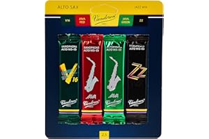 Vandoren SRMIXA25 Alto Sax Jazz Reed Mix Card includes 1 each ZZ, V16, JAVA and JAVA Red Strength 2.5
