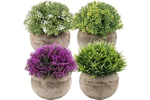 VINFUTUR 4 Pz Piante Artificiali in Vaso Piante Finte Mini con Vasi Decorazione da Interno e Esterno Casa Davanzale Cucina Scrivania