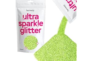 Hemway Premium Ultra Sparkle Glitter Multi Purpose Metallic Flake for Arts Crafts Nails Cosmetics Resin Festival Face Hair - Olive Green - Ultrafine (1/128" 0.008" 0.2mm) 100g / 3.5oz
